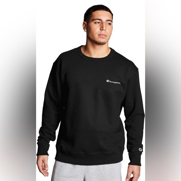 Champion Medium Crewneck Fleece Sweatshirt Long Sleeve Solid Logo Powerblend - Picture 3 of 7